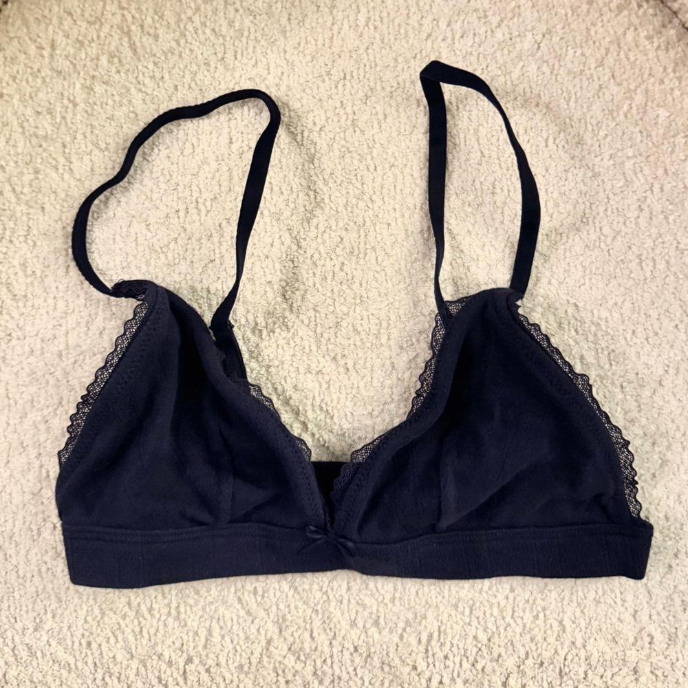 NEVER WORN target navy cotton lace trim bralette